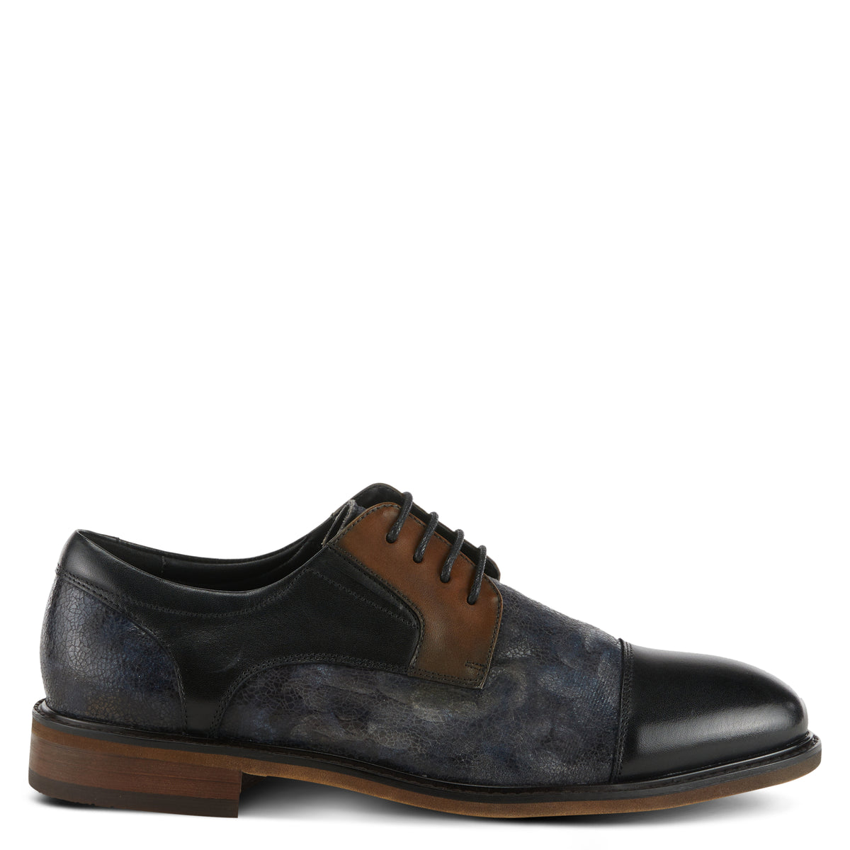 L'Artiste L'ARTISTE MEN LERON OXFORD SHOE shoe in black multi with handcrafted leather design