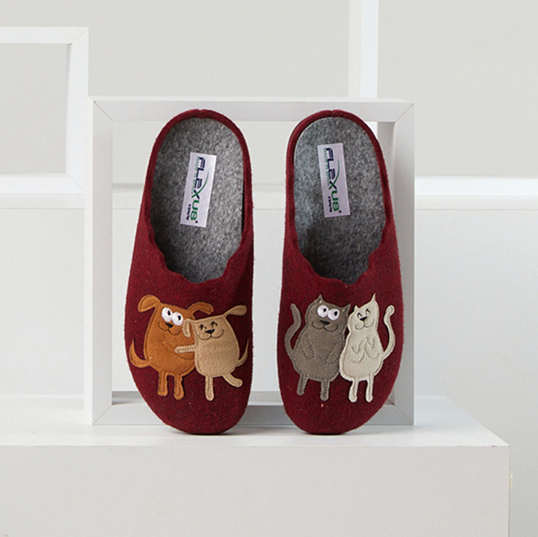 Flexus FLEXUS PETLOVE SLIPPER comfort shoe in bordeaux multi with flexible sole