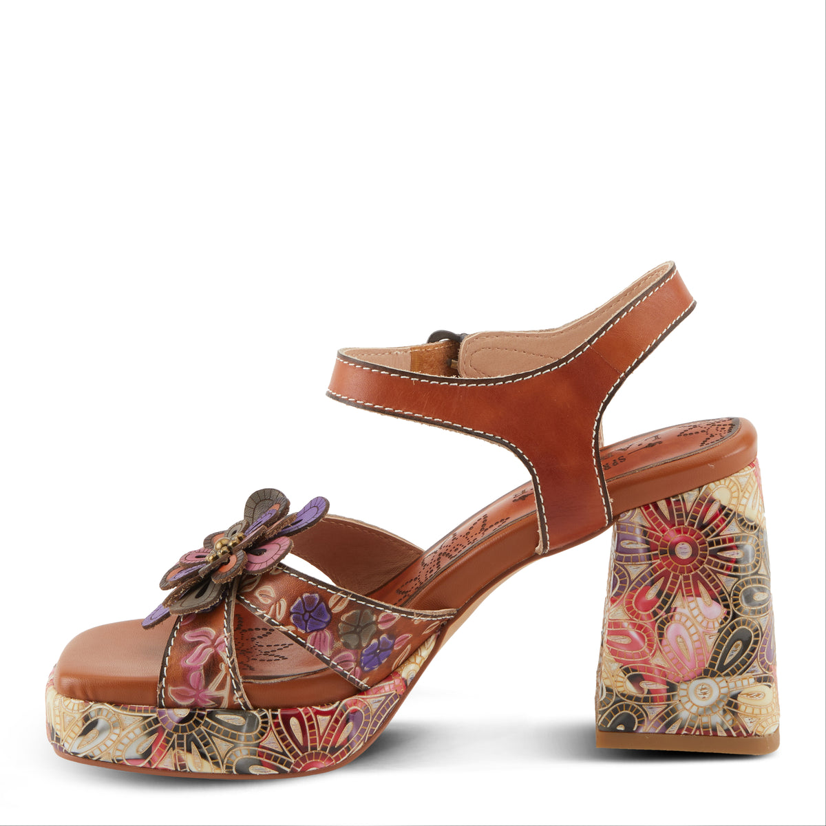 L'Artiste L'ARTISTE REFLECTIVE SANDALS sandal in camel multi with handcrafted leather design