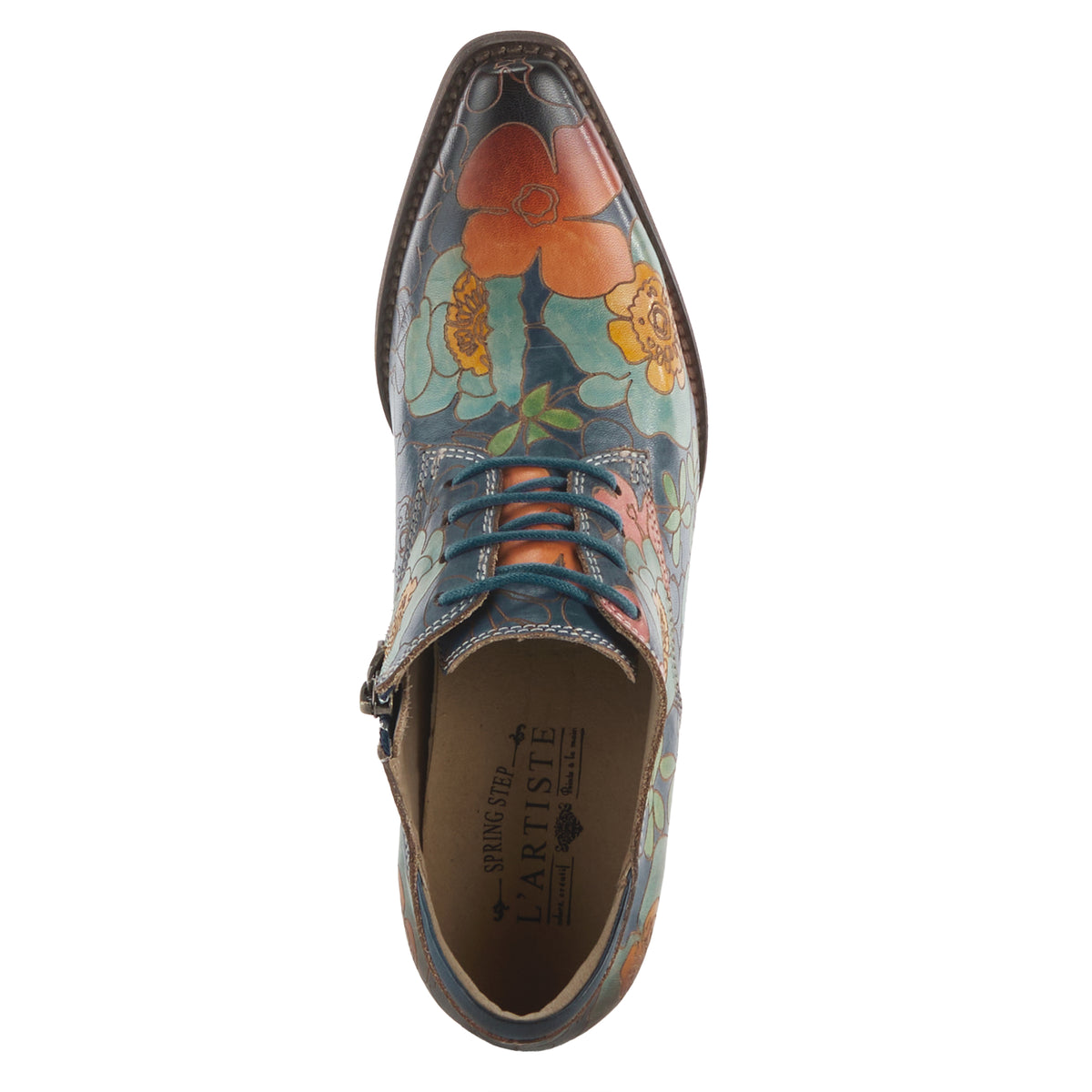 L'Artiste L'ARTISTE ROCKINLORNA WESTERN SHOOTIE shoe in blue multi with handcrafted leather design