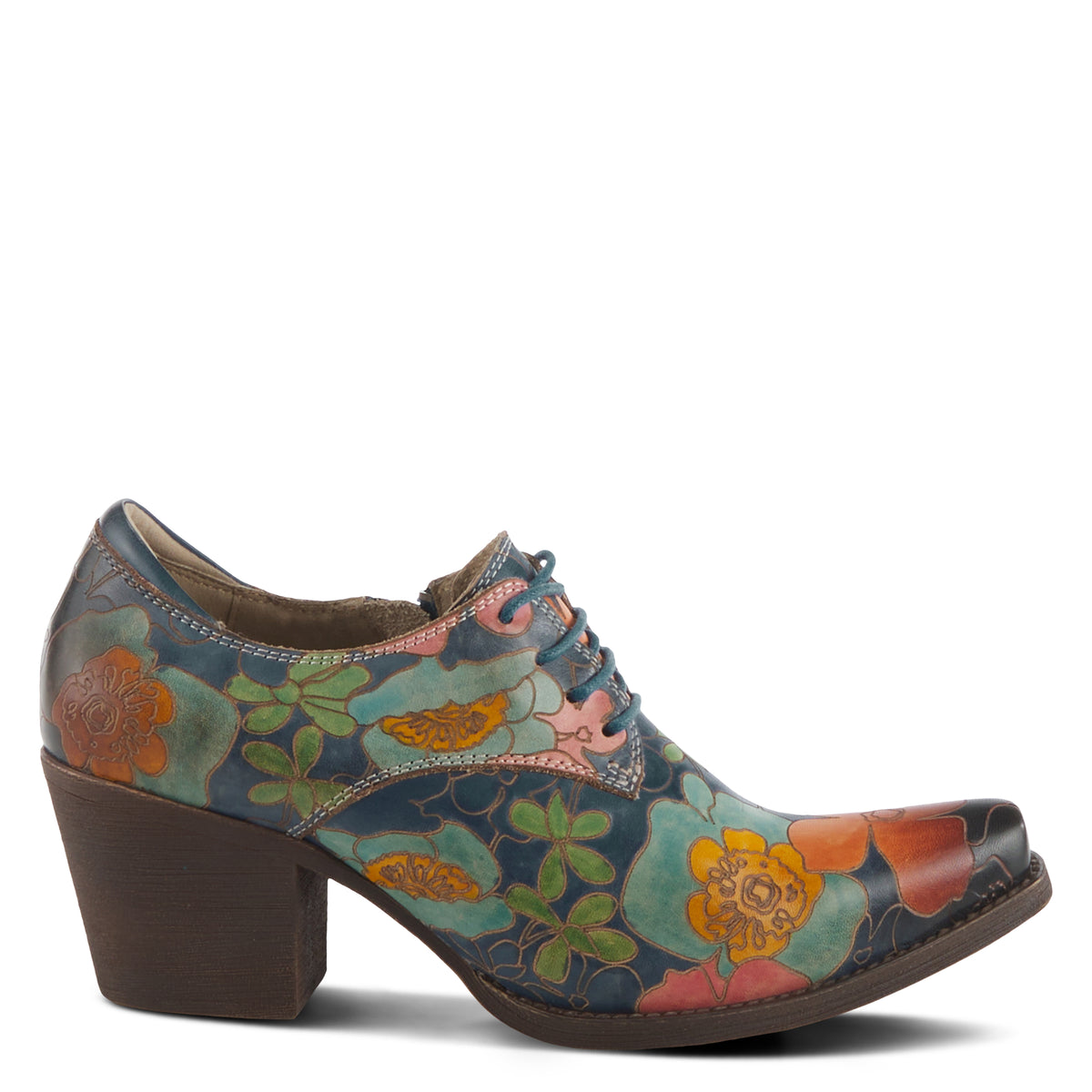 L'Artiste L'ARTISTE ROCKINLORNA WESTERN SHOOTIE shoe in blue multi with handcrafted leather design