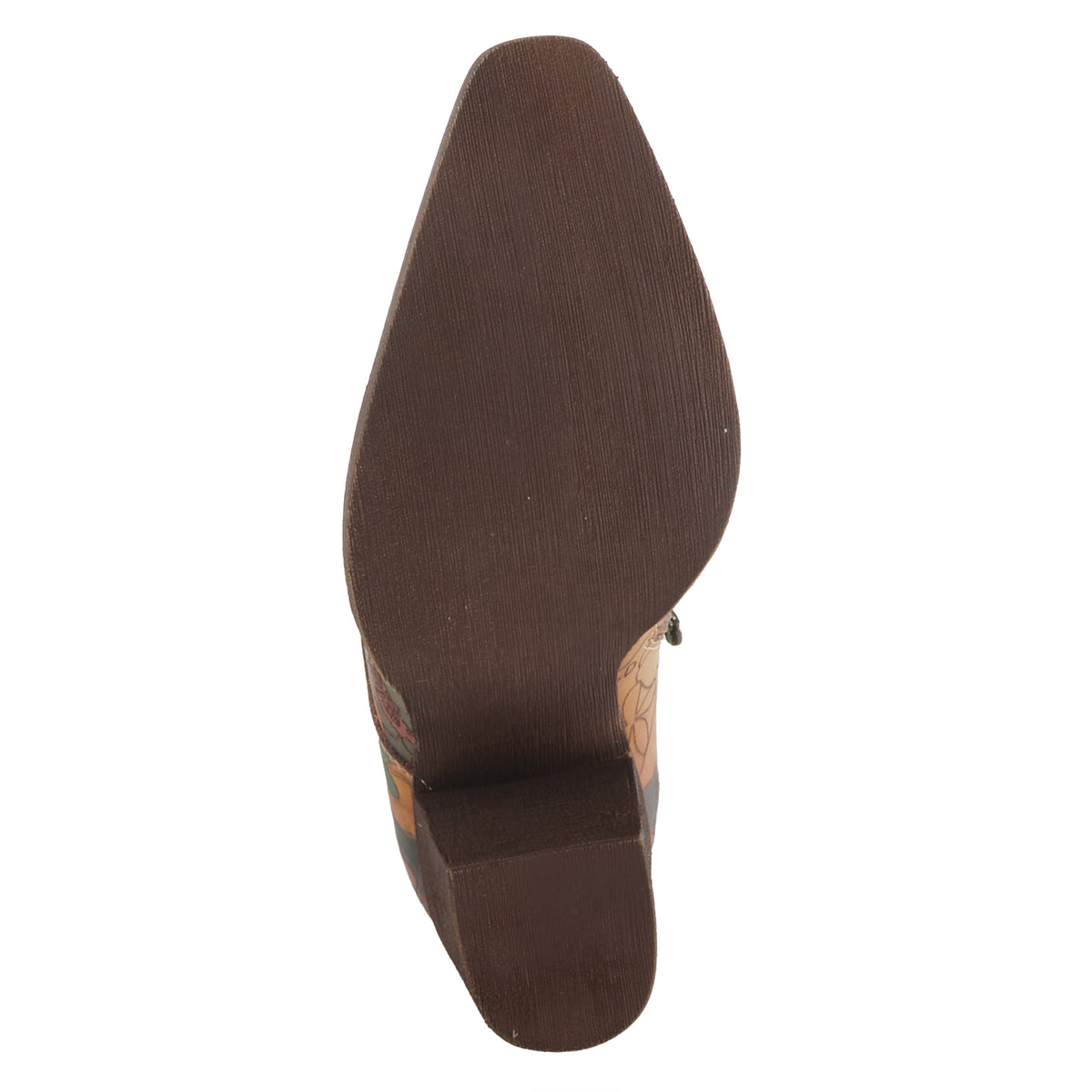 L'Artiste L'ARTISTE ROCKINLORNA WESTERN SHOOTIE shoe in camel multi with handcrafted leather design