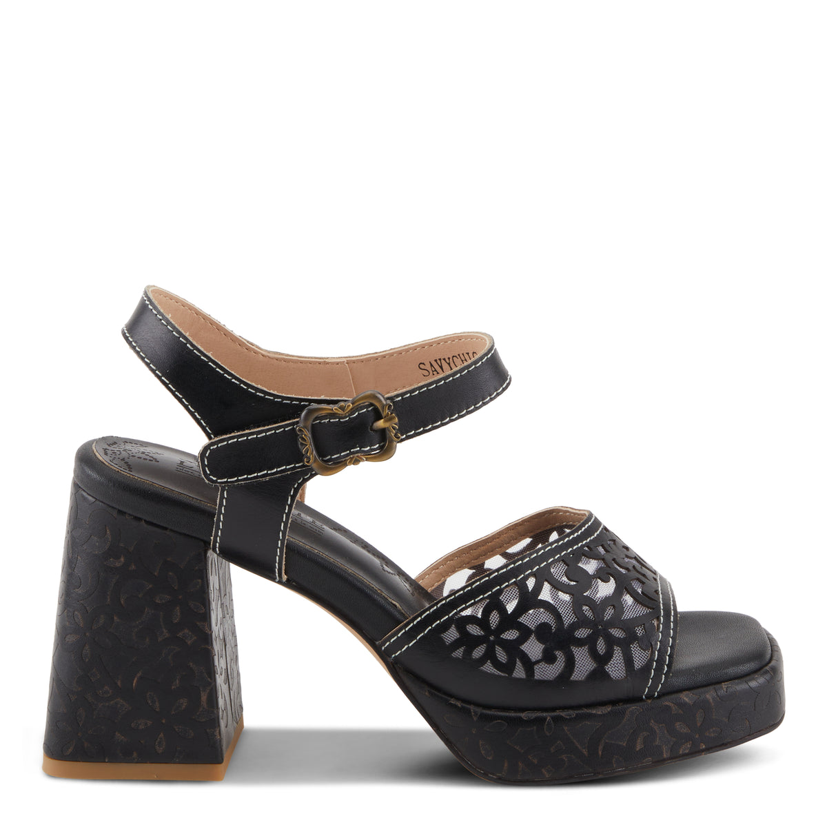 L'Artiste L'ARTISTE SAVYCHIC SANDALS sandal in black with handcrafted leather design
