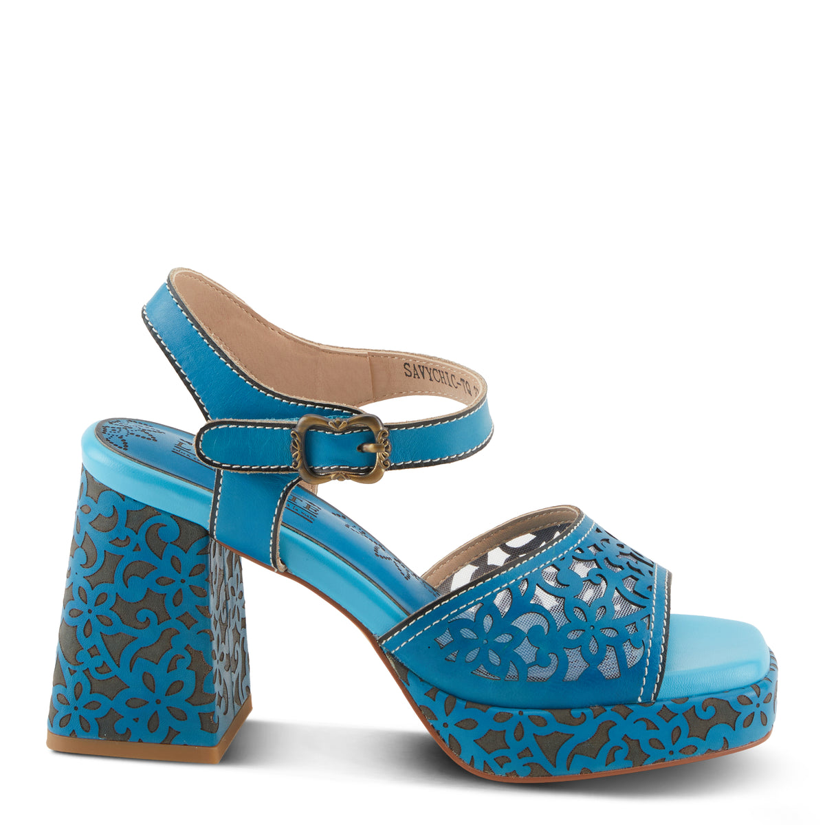 L'Artiste L'ARTISTE SAVYCHIC SANDALS sandal in turquoise with handcrafted leather design