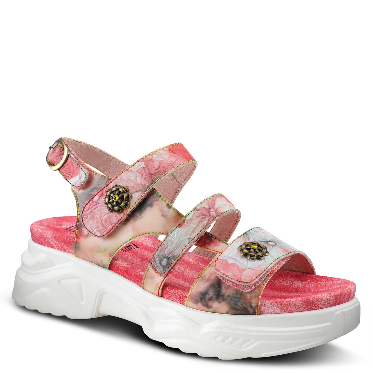 L'Artiste L'ARTISTE SEANSAND PLATFORM SANDALS sandal in pink multi with handcrafted leather design