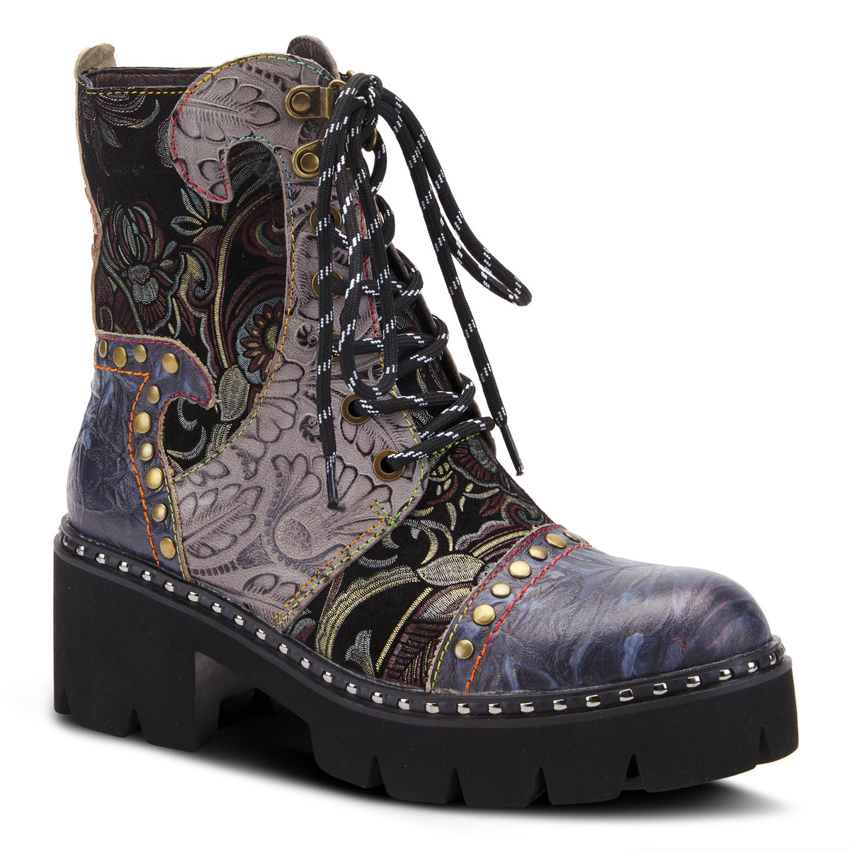L'Artiste L'ARTISTE SEVERE BOOTS boot in blue multi with handcrafted leather design