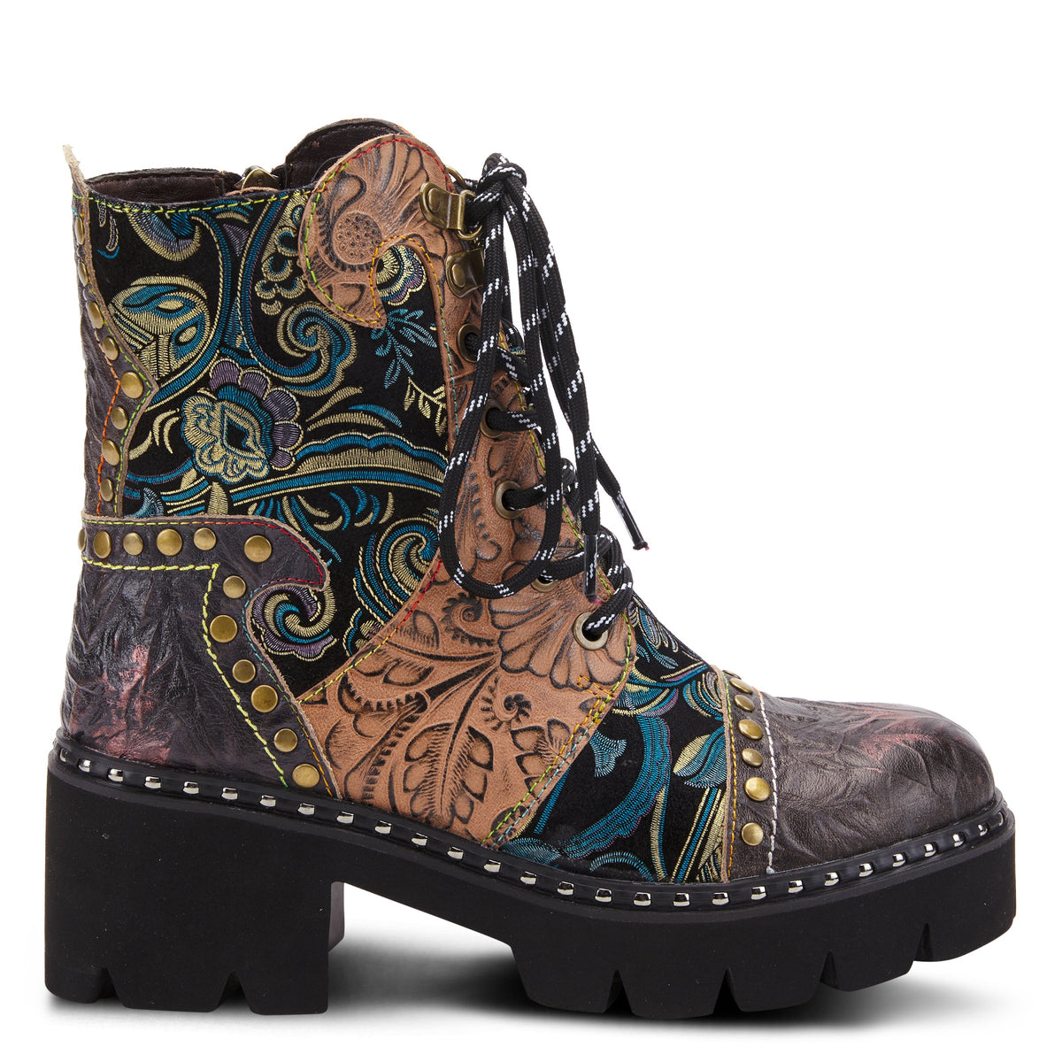 L'Artiste L'ARTISTE SEVERE BOOTS boot in charcoal multi with handcrafted leather design