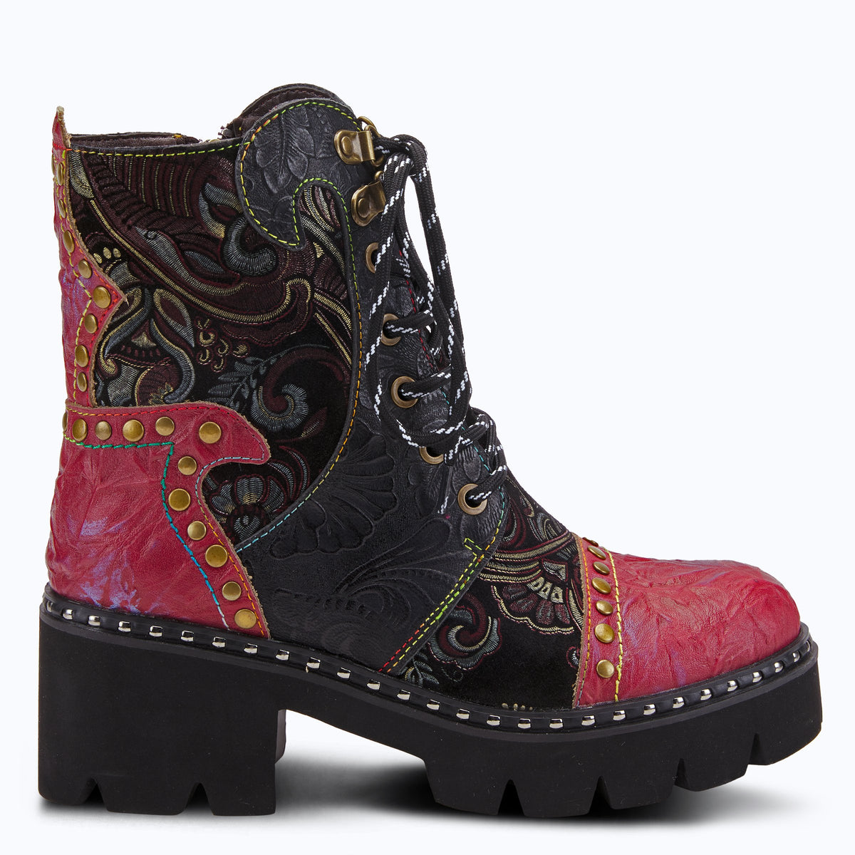 L'Artiste L'ARTISTE SEVERE BOOTS boot in mauve multi with handcrafted leather design