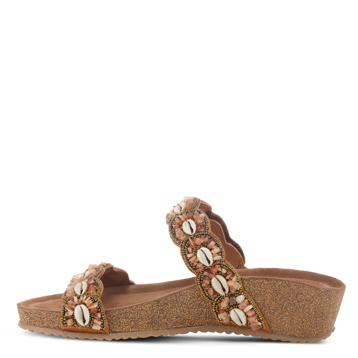 Azura Shellwalk women's wedge sandal in peach with leather upper