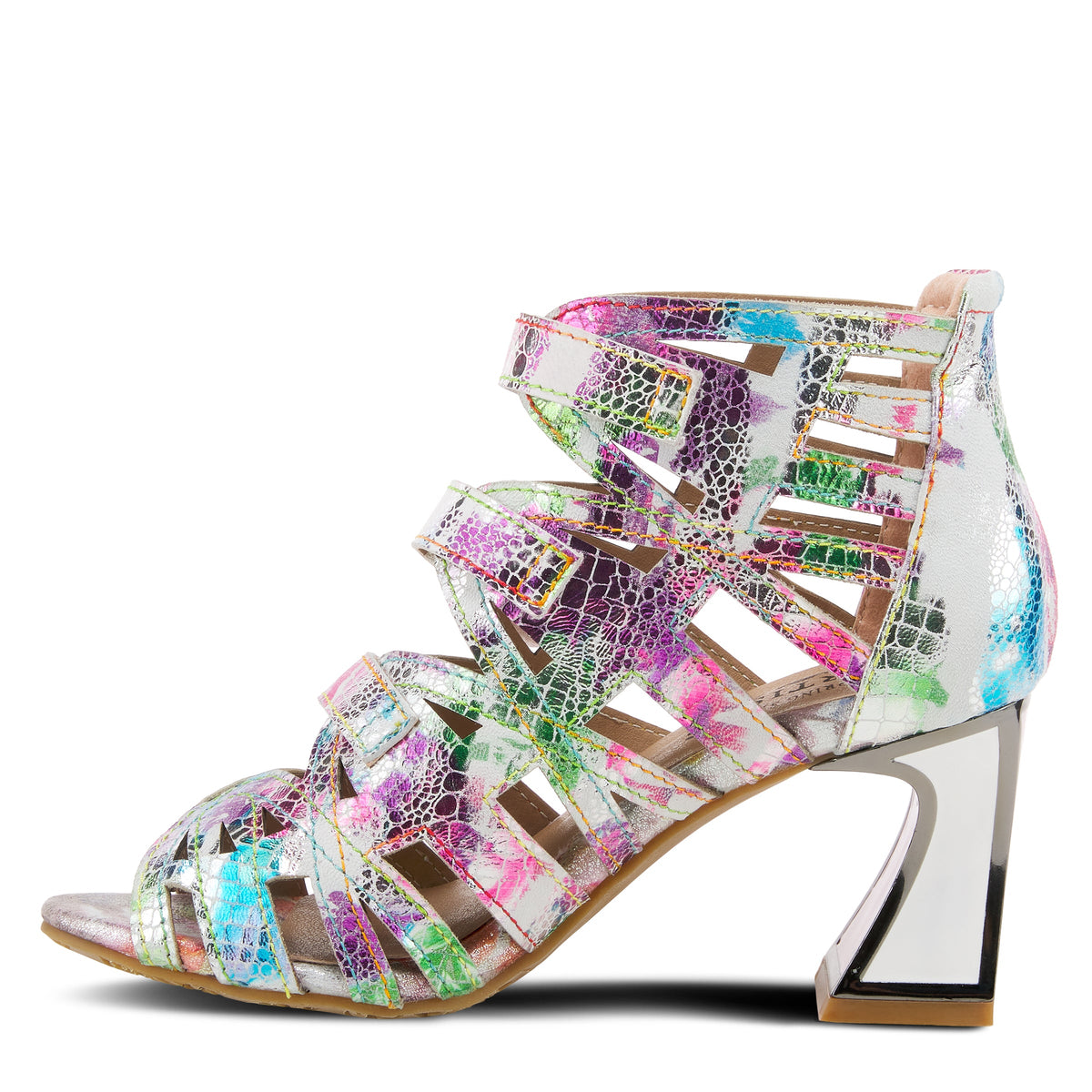 L'Artiste L'ARTISTE SOCIETY CLOSED BACK SANDALS sandal in white multi with handcrafted leather design
