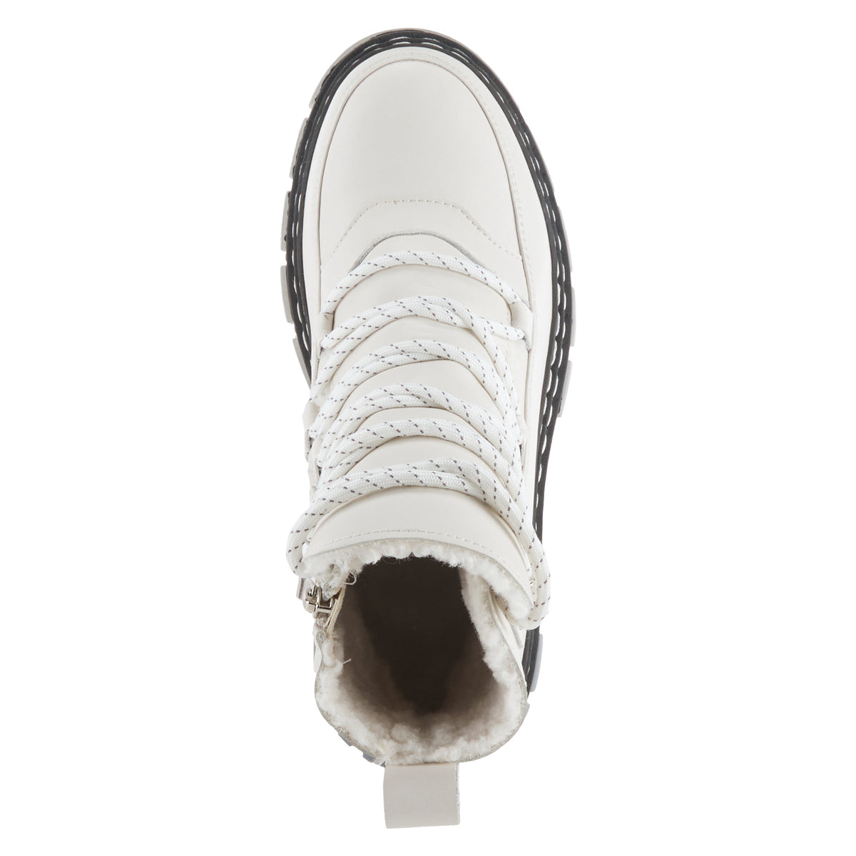 Azura Supertramp women's bootie in off white with zipper detail and chunky sole