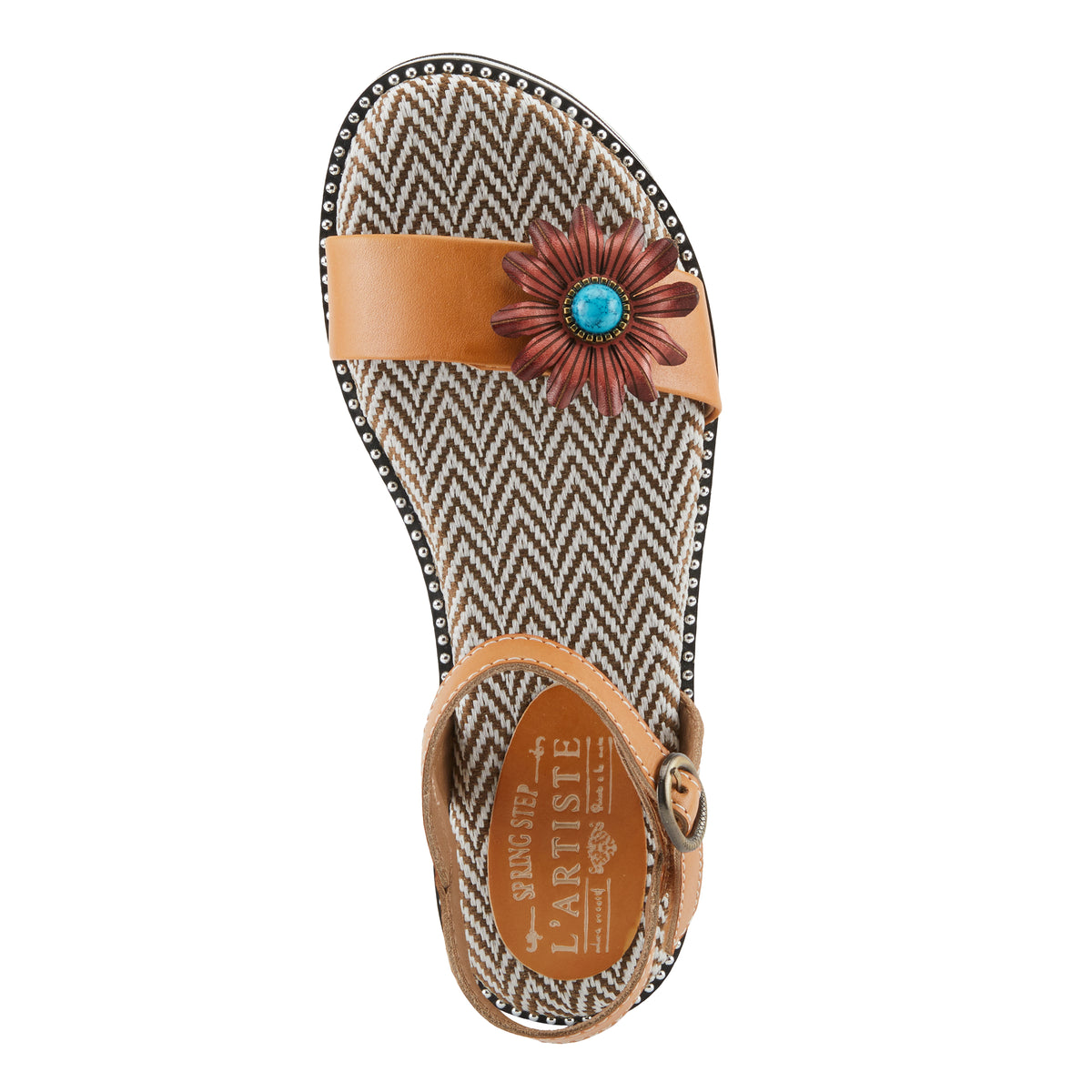 L'Artiste L'ARTISTE TILTON SANDALS sandal in camel with handcrafted leather design