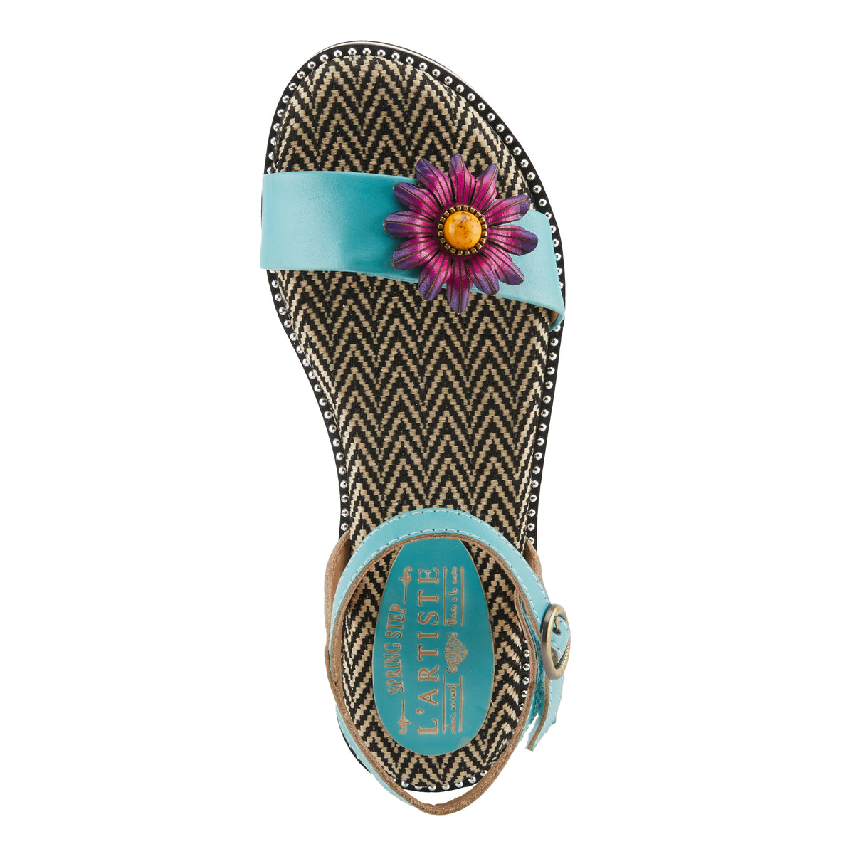L'Artiste L'ARTISTE TILTON SANDALS sandal in sky blue with handcrafted leather design