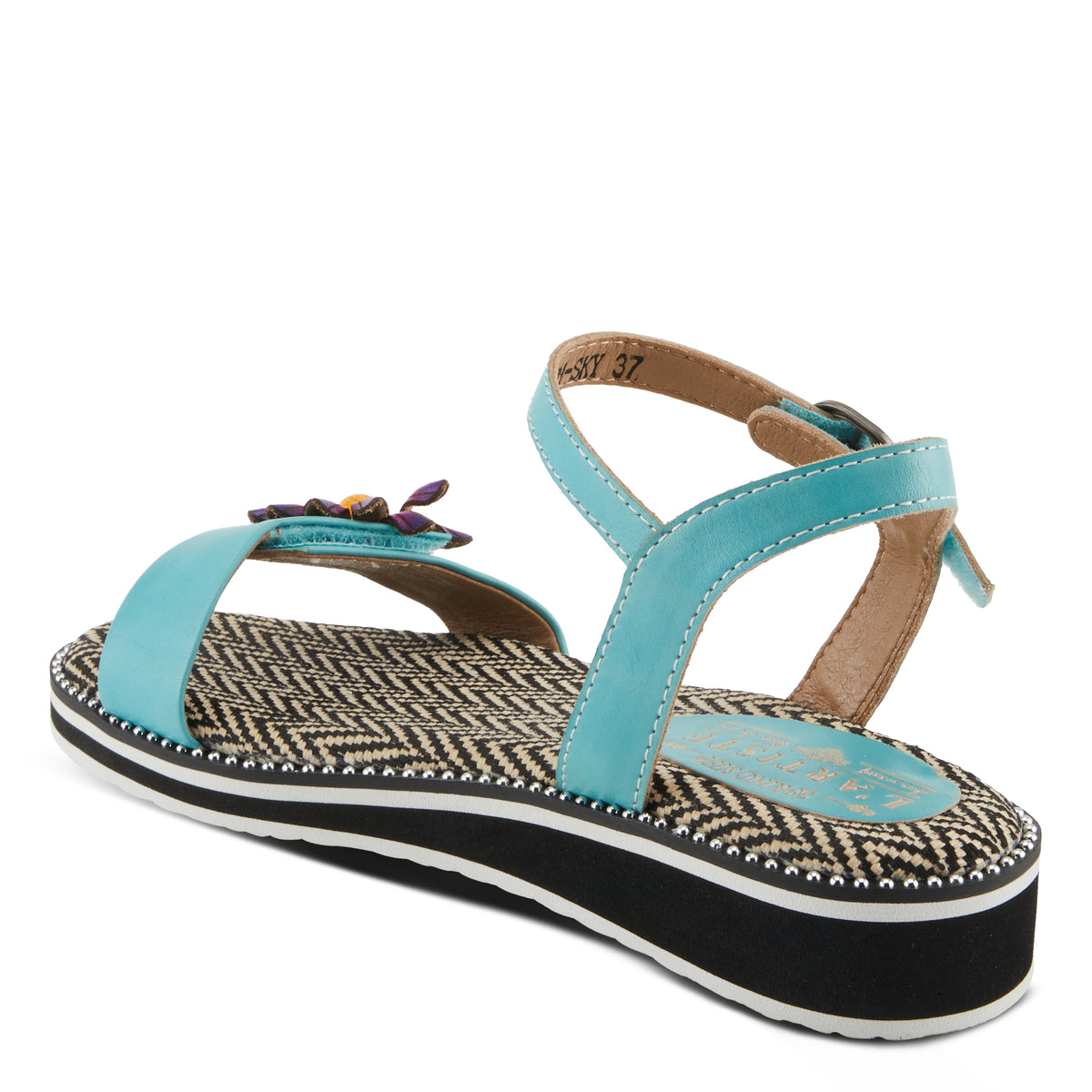 L'Artiste L'ARTISTE TILTON SANDALS sandal in sky blue with handcrafted leather design