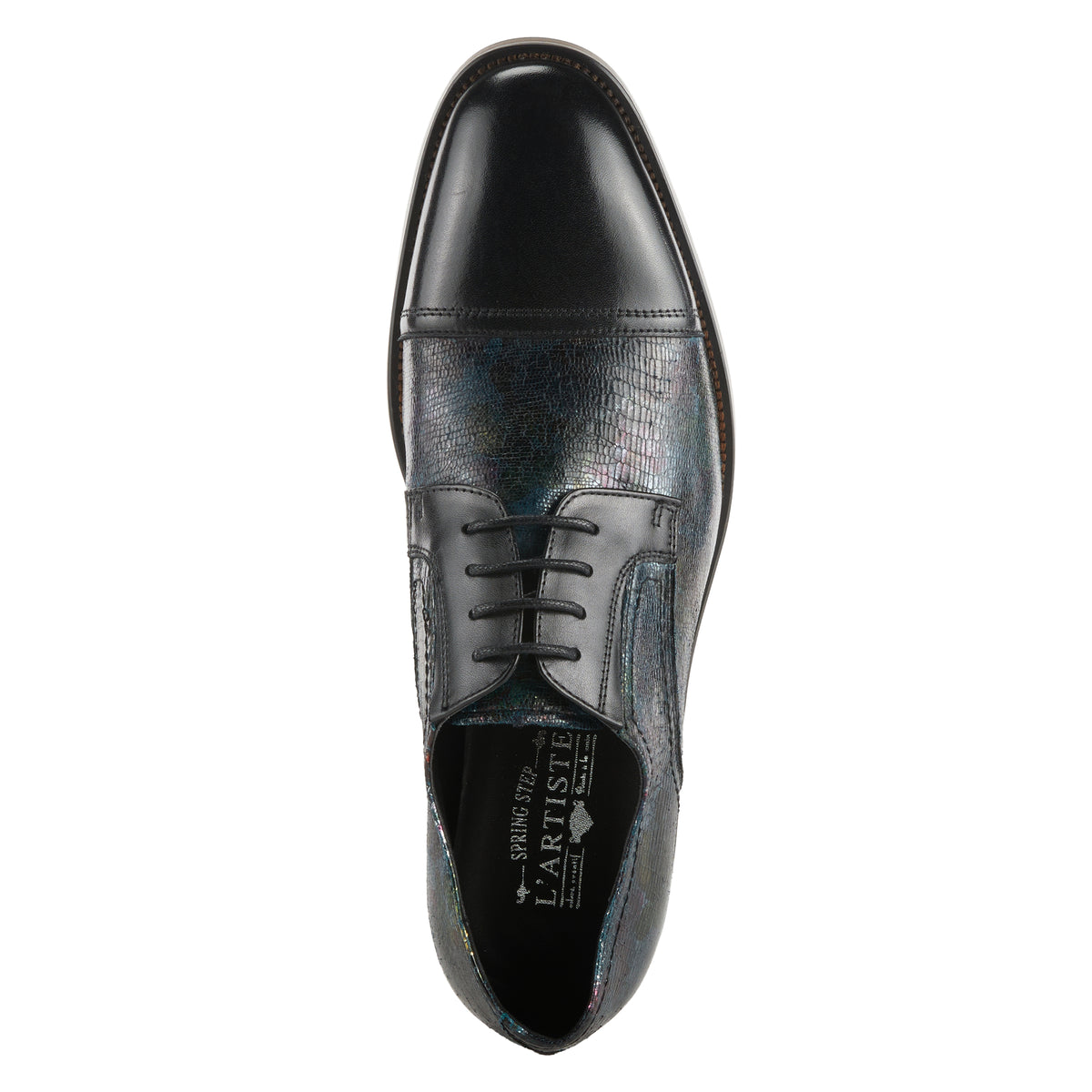 L'Artiste L'ARTISTE MEN YODERS OXFORD SHOE shoe in black multi with handcrafted leather design