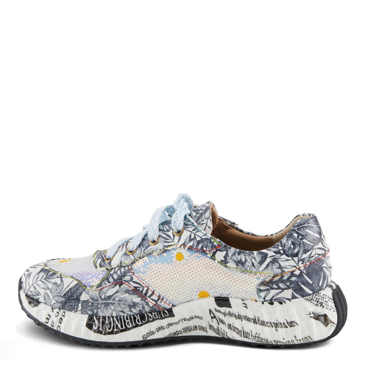 L'Artiste L'ARTISTE ZINGY SNEAKER shoe in yellow multi with handcrafted leather design