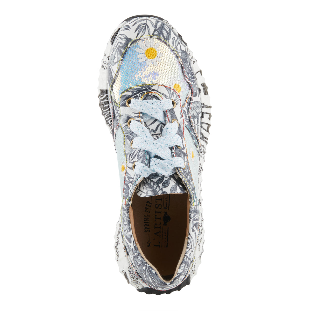 L'Artiste L'ARTISTE ZINGY SNEAKER shoe in yellow multi with handcrafted leather design