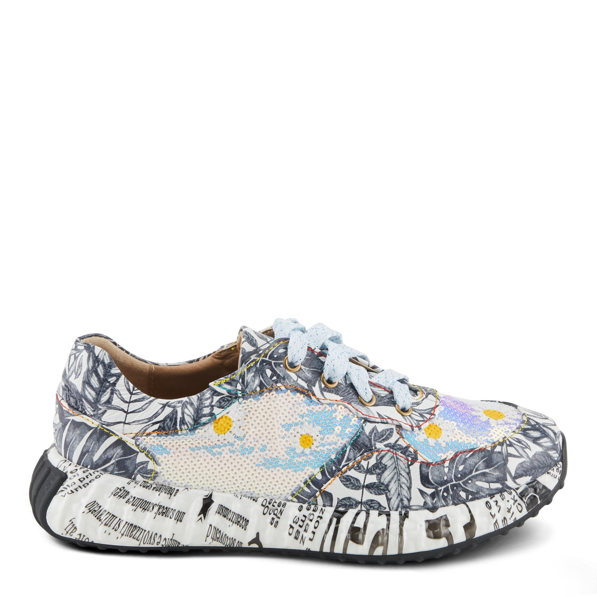 L'Artiste L'ARTISTE ZINGY SNEAKER shoe in yellow multi with handcrafted leather design