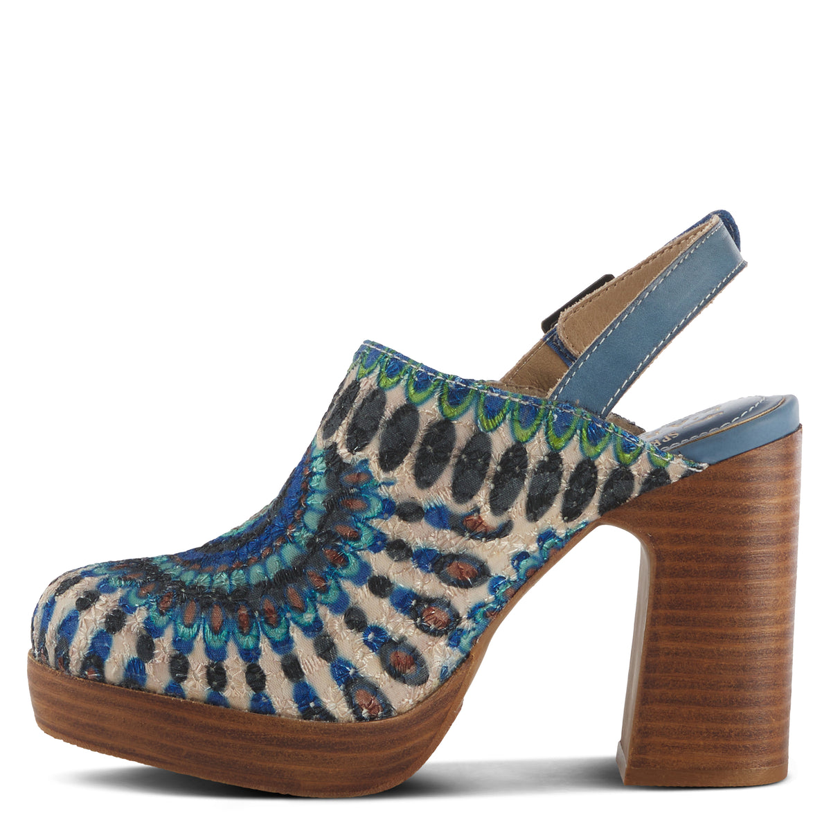 L'Artiste L'ARTISTE ZIPI SHOOTIE shoe in blue multi with handcrafted leather design