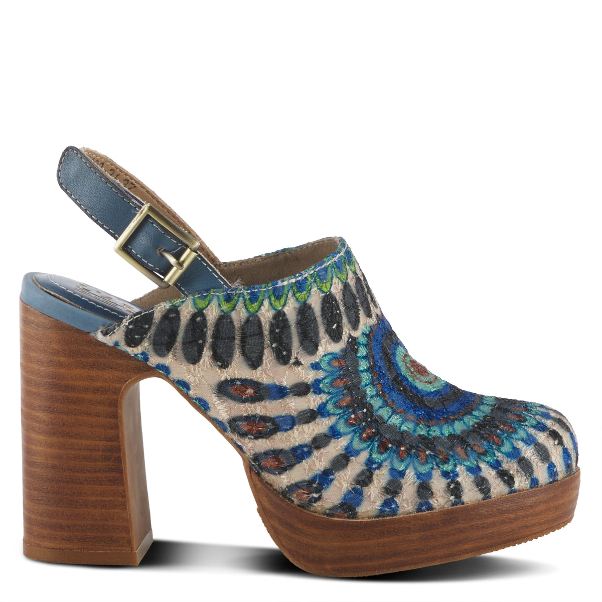 L'Artiste L'ARTISTE ZIPI SHOOTIE shoe in blue multi with handcrafted leather design