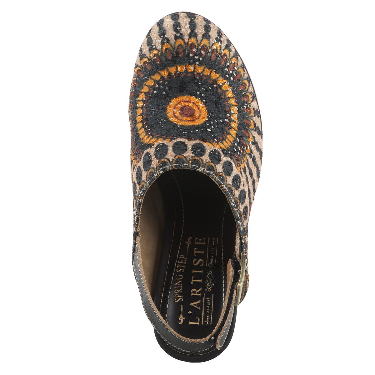 L'Artiste L'ARTISTE ZIPI SHOOTIE shoe in black multi with handcrafted leather design