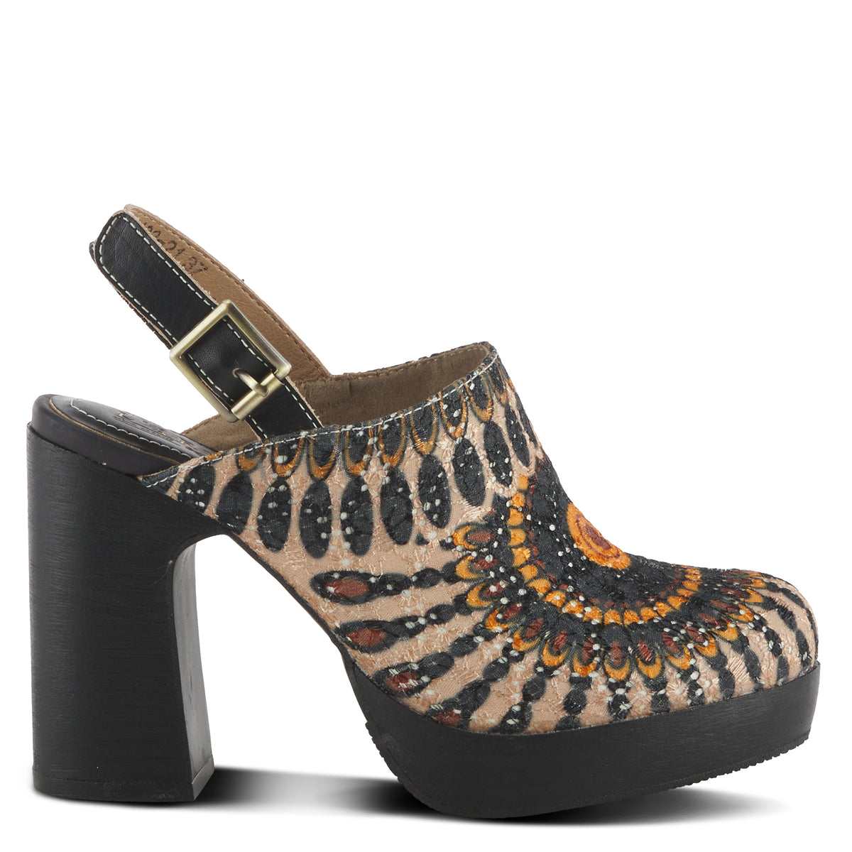 L'Artiste L'ARTISTE ZIPI SHOOTIE shoe in black multi with handcrafted leather design