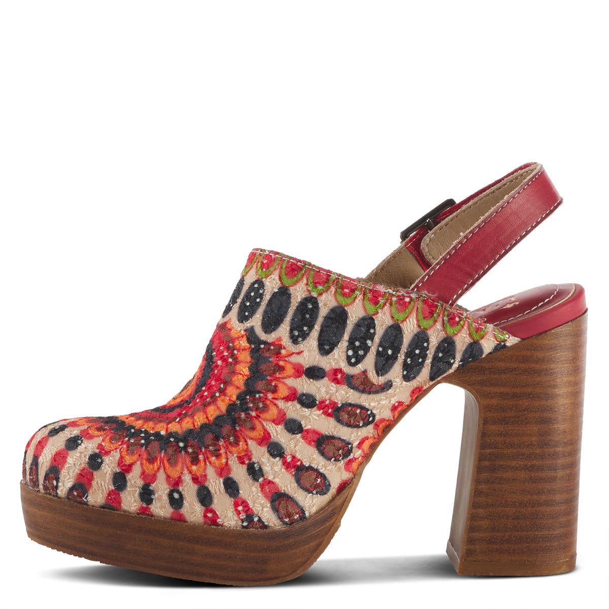 L'Artiste L'ARTISTE ZIPI SHOOTIE shoe in red multi with handcrafted leather design
