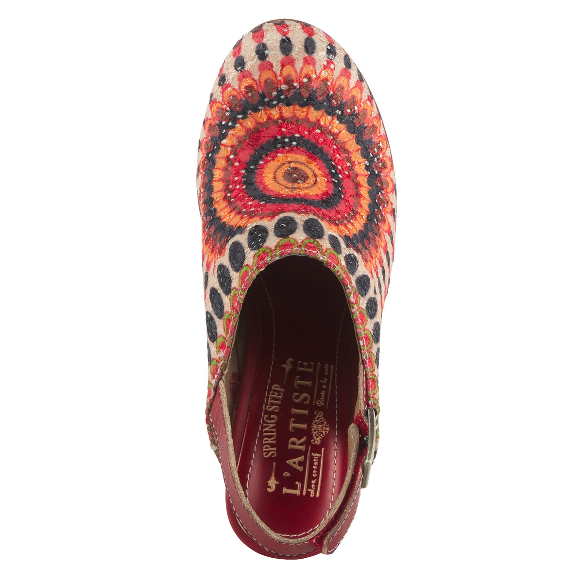 L'Artiste L'ARTISTE ZIPI SHOOTIE shoe in red multi with handcrafted leather design