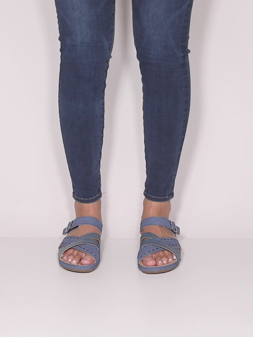 Flexus FLEXUS DENIA SLIDE SANDAL sandal in blue with flexible sole