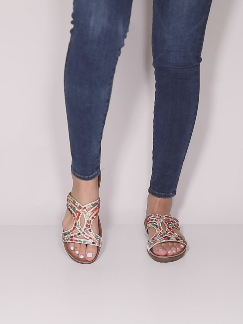 PATRIZIA TWIRLING SLIDE SANDALS-16
